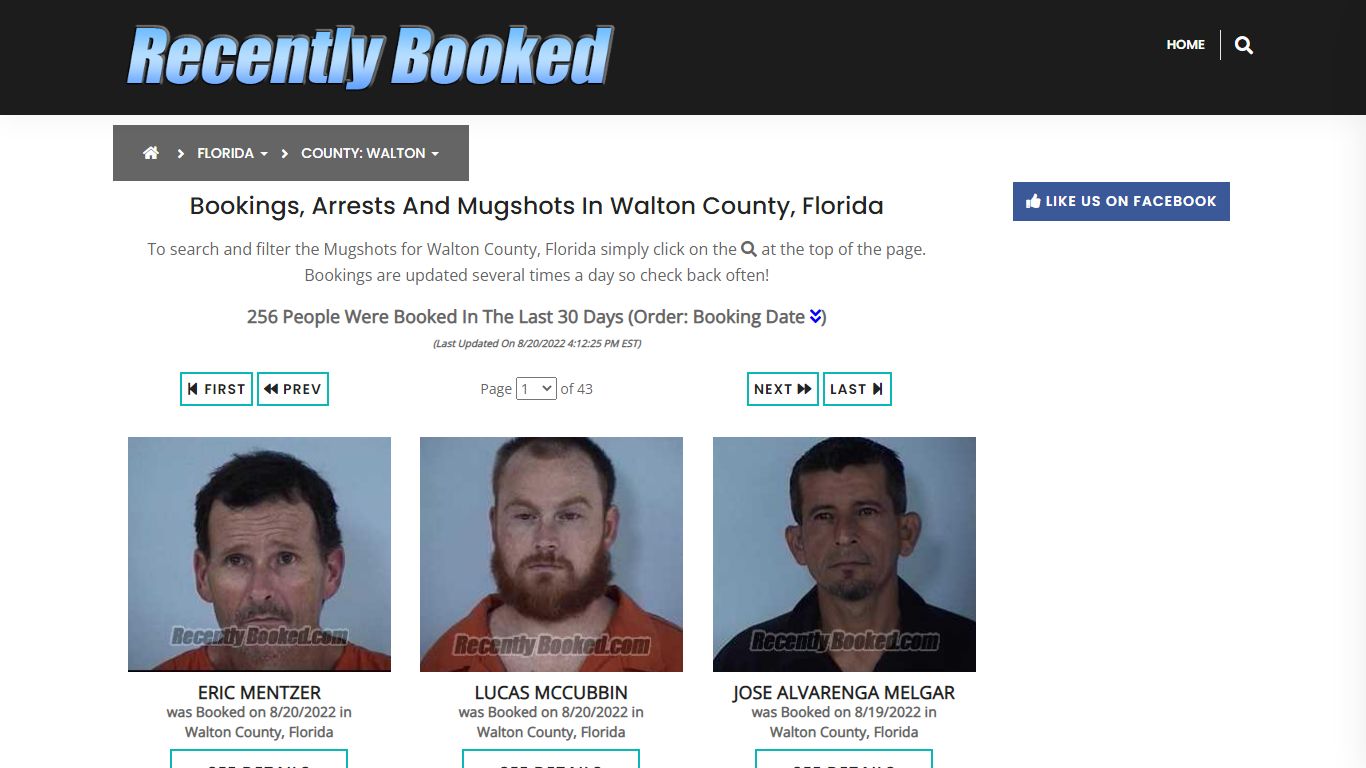 Recent bookings, Arrests, Mugshots in Walton County, Florida