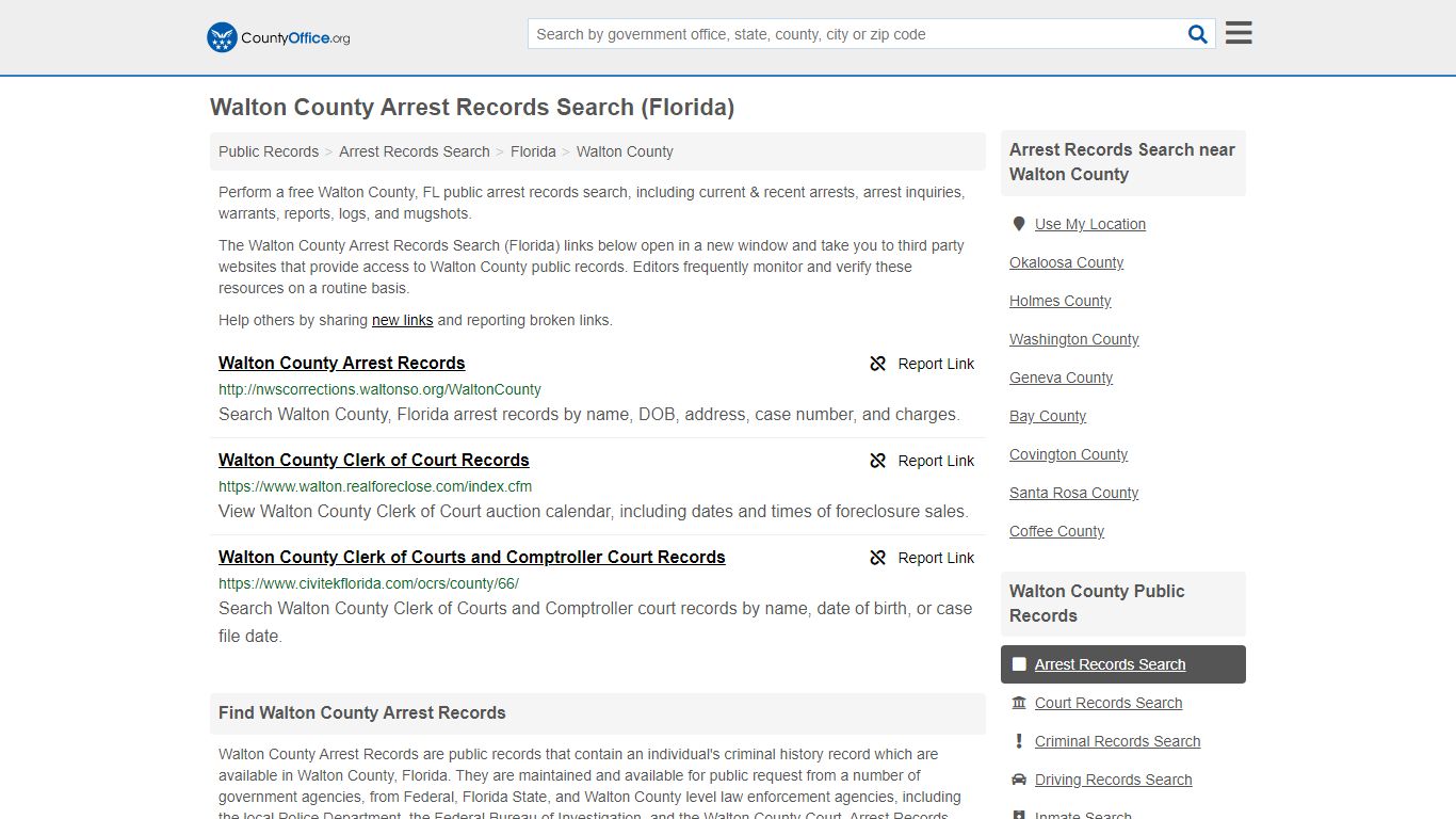 Arrest Records Search - Walton County, FL (Arrests & Mugshots)